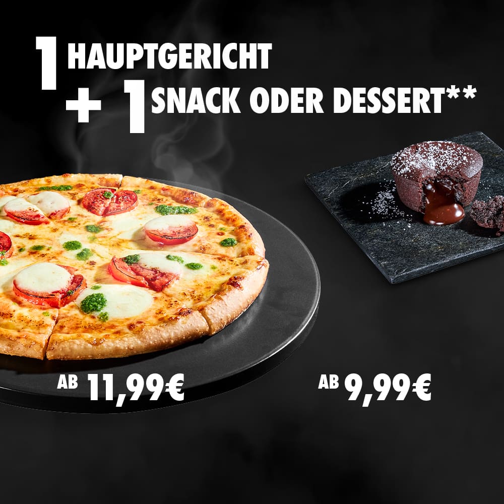 1 Hauptgericht + 1 Snack oder Dessert ab 9,99€