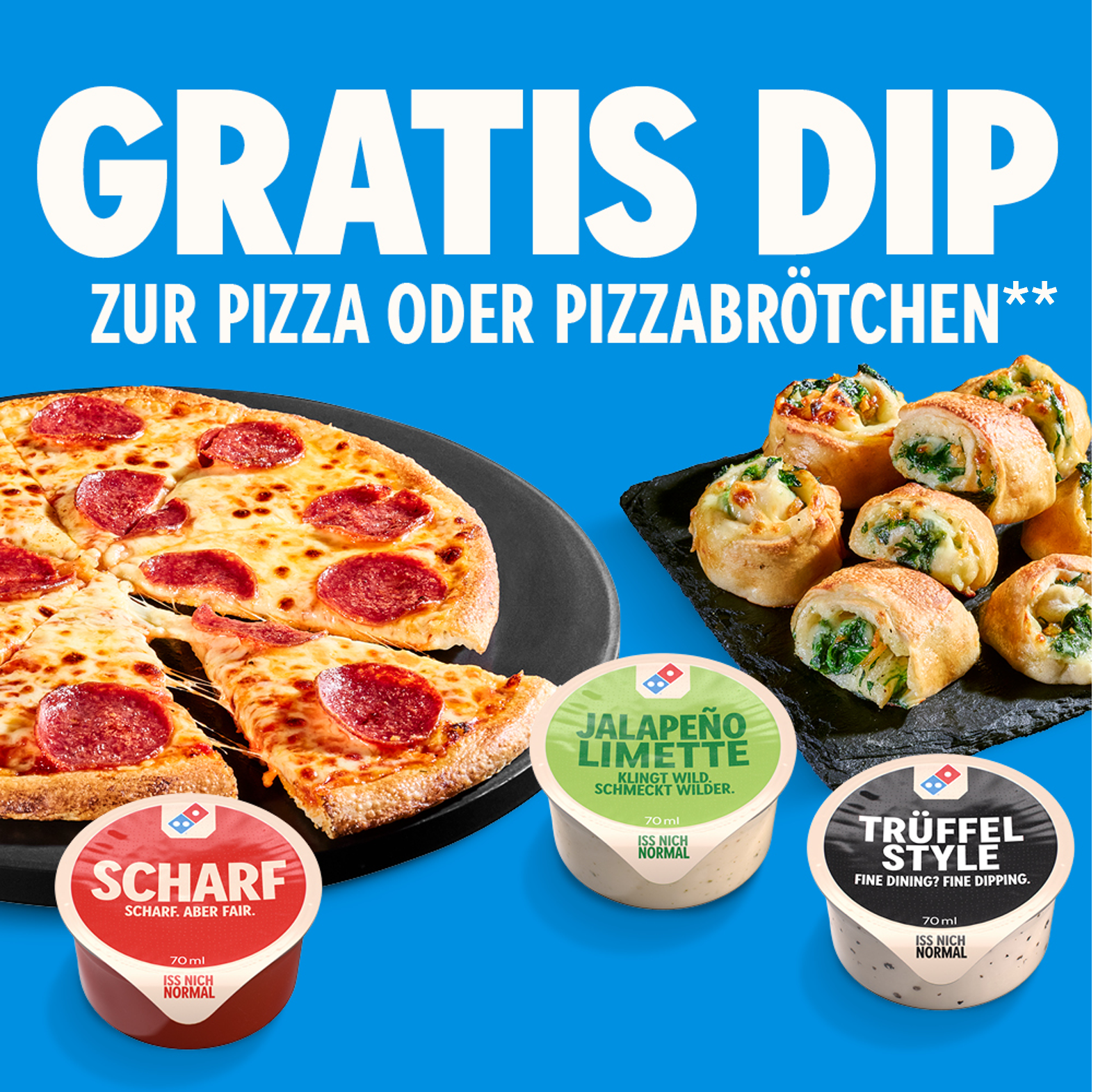 Gratis Dip zur Pizza oder Pizzabrötchen