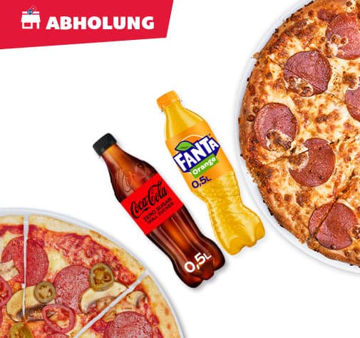 Abholerdeal: 18,99€ 2 PIZZEN (CLASSIC) + 2 SOFTDRINKS 500ML (ZZGL. € 0,25 PFAND)