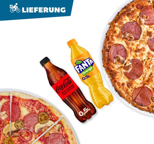 DEAL: 2 PIZZEN (CLASSIC) + 2 SOFTDRINKS 500ML (ZZGL. € 0,25 PFAND)