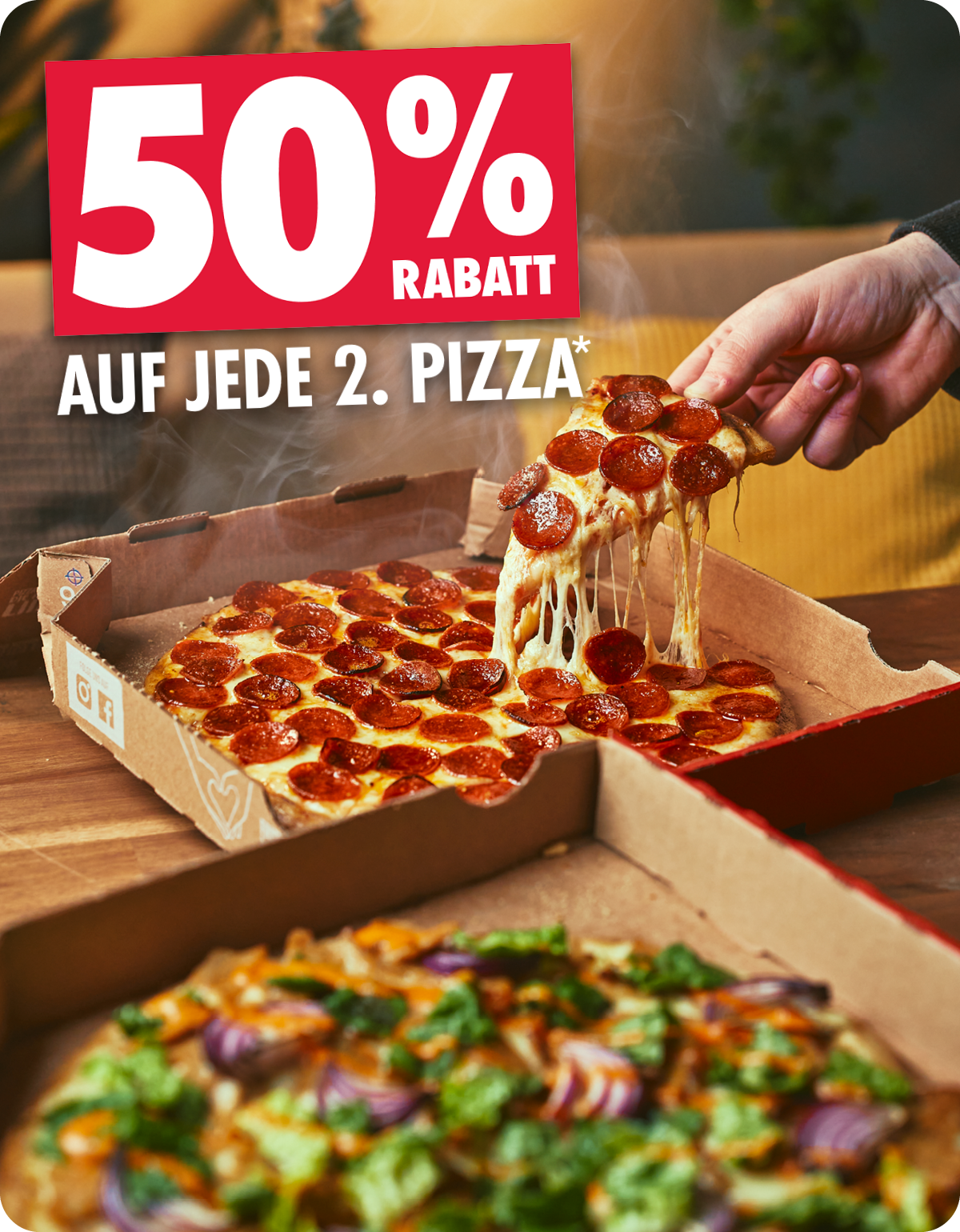 50% auf jede 2. Pizza