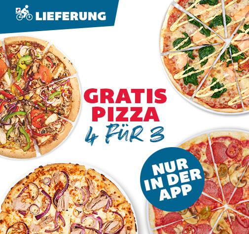 Gratis Pizza 4 für 3 Nur in der App