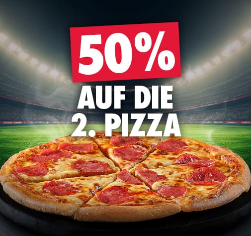 50% Rabatt auf die 2. Pizza