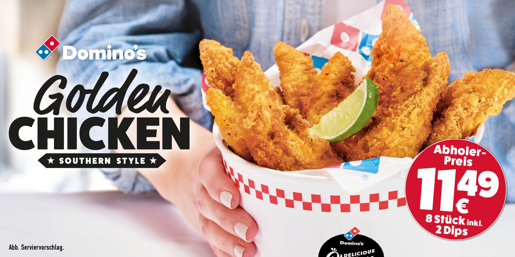 Unser Domino's Golden Chicken Bucket 8 saftige Hähnchenfilets