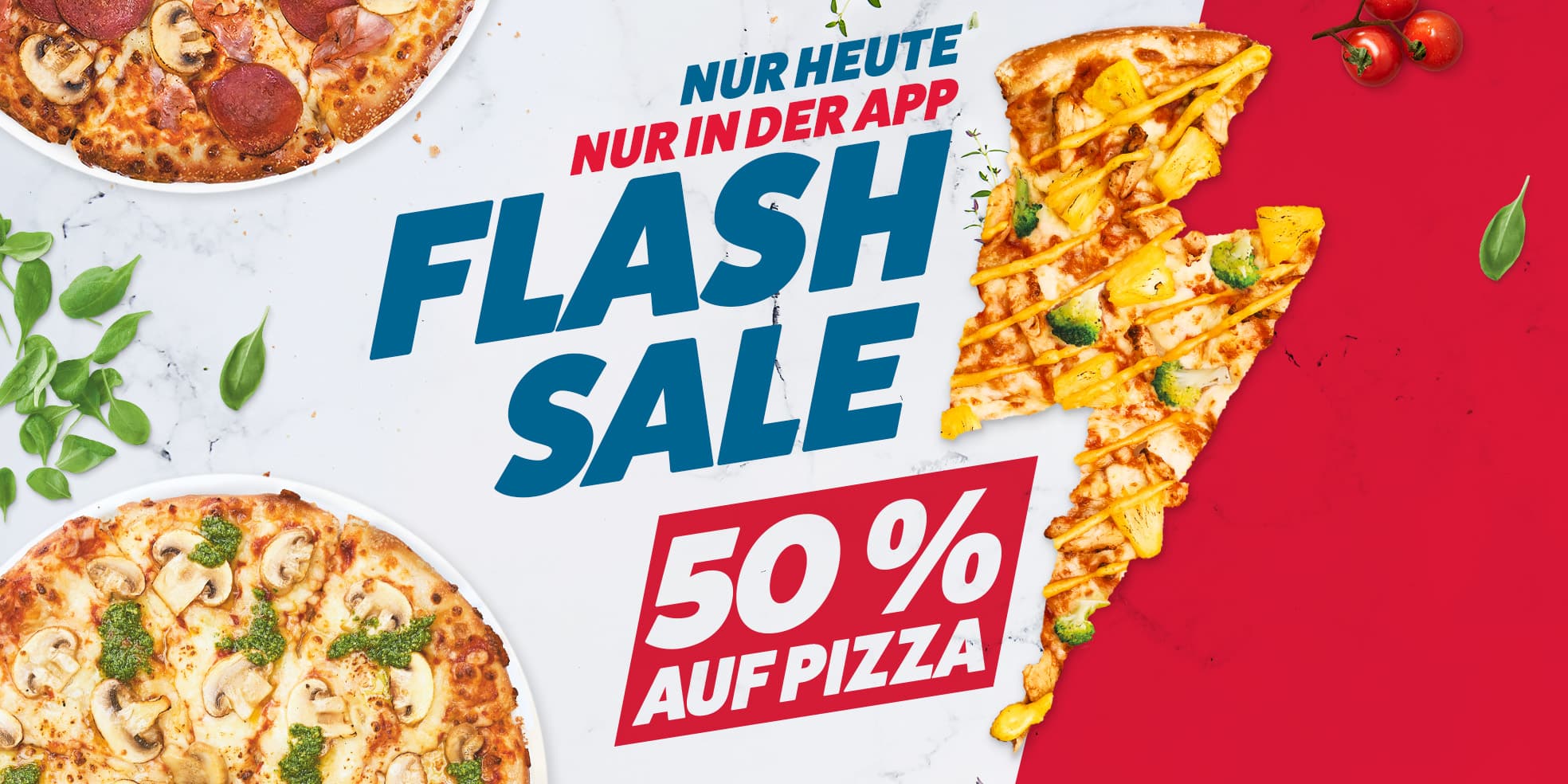 50% Rabatt auf Pizza Flash Sale