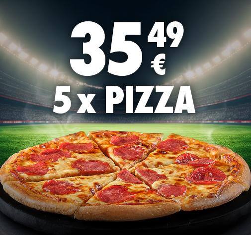 35,49€ 5 Pizzen deiner Wahl