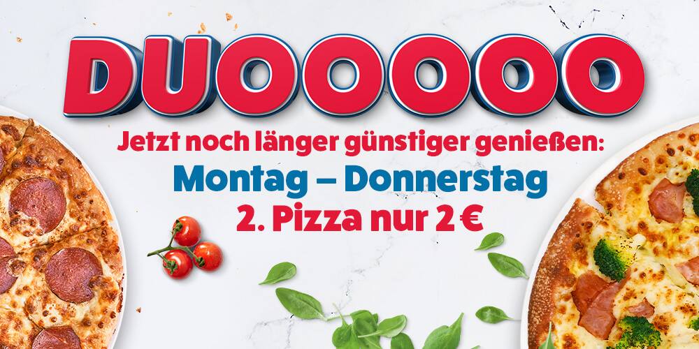 Dominos Duo Jede 2. Pizza für 2€