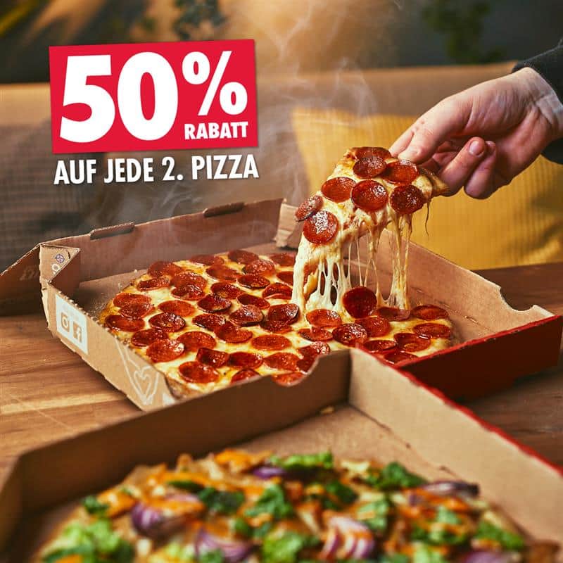 50% auf jede 2. Pizza